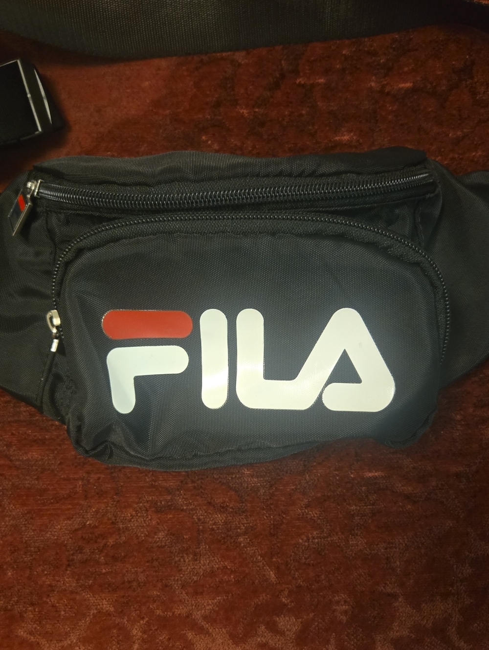 FILA Black Waist Bag with White and Red Logo